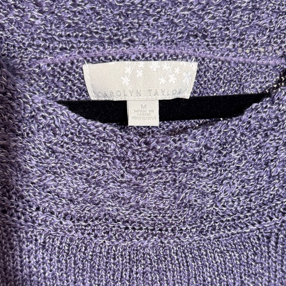 EUC Carolyn Taylor Purple Heather Embellished Neck Sweater So Soft - Picture 4 of 6